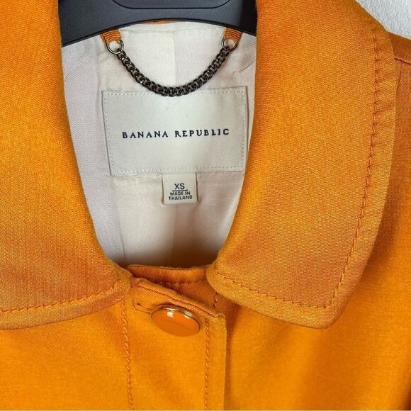 Banana Republic Orange Silk Trench Coat Jacket XS - Picture 5 of 6